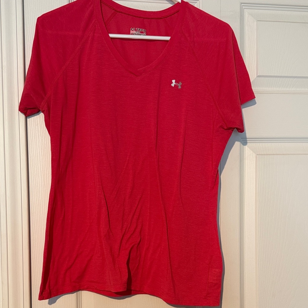 Under Armour Women's Bright Pink V-Neck Tee